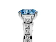 Oval Channel Engagement Ring Setting for a Fancy Blue Lab-Grown Diamond | Platinum