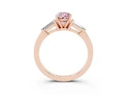 Pear-Shaped Three-Stone Engagement Ring Setting for a Fancy Pink Lab-Grown Diamond | Tapered Baguettes | Rose Gold