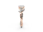 Asscher Cut Floral Vine Engagement Ring Setting | Rose Gold
