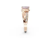 Princess Cut Bypass Solitaire Engagement Ring Setting for a Fancy Pink Lab-Grown Diamond | Pavé Strands | Rose Gold