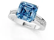 Asscher Cut Channel Engagement Ring Setting for a Fancy Blue Lab-Grown Diamond | Sterling Silver