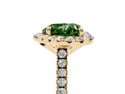 Heart-Shaped Halo Engagement Ring Setting for a Fancy Green Lab-Grown Diamond | Tapered Band | Yellow Gold