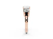 Princess Cut Three Stone Engagement Ring Setting | Large Side Stones | Rose Gold