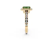 Emerald Cut Accented Halo Engagement Ring Setting for a Fancy Green Lab-Grown Diamond | Yellow Gold