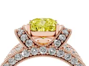 Cushion Cut Vintage Pave Engagement Ring Setting for a Fancy Yellow Lab-Grown Diamond | Milgrain Edges | Rose Gold