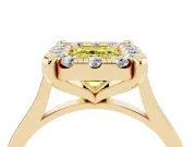 Emerald Cut Claw Corner Halo Engagement Ring Setting for a Fancy Yellow Lab-Grown Diamond | Plain Band | Yellow Gold