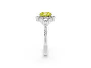 Cushion Cut Cluster Engagement Ring Setting for a Fancy Yellow Lab-Grown Diamond | Beaded Edges | Sterling Silver