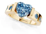 Heart-Shaped Tension Style Engagement Ring Setting for a Fancy Blue Lab-Grown Diamond | Yellow Gold