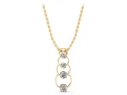 Round Lab-Grown Diamond Linked Circle Drop Pendant Necklace | Plain Wire | Yellow Gold