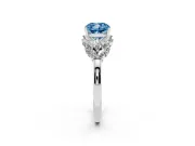 Cushion Cut Leaf Cluster Engagement Ring Setting for a Fancy Blue Lab-Grown Diamond | Platinum