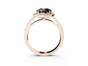 Fancy Black Round Cut Diamond Halo Ring Set in Rose gold with Solitaire Band and Prong Setting