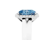 Fancy Blue Radiant Cut Diamond Halo Ring Set in White gold with Cathedral Band and Prong Setting