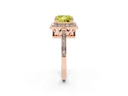 Princess Cut Halo Engagement Ring Setting for a Fancy Yellow Lab-Grown Diamond | Polished Halo Rim | Rose Gold