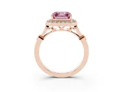 Asscher Cut Halo Engagement Ring Setting for a Fancy Pink Lab-Grown Diamond | Bezel Station Shoulders | Rose Gold