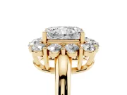 Radiant Cut Cluster Halo Engagement Ring Setting | Large Round Accents | Yellow Gold