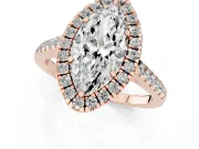 Marquise Raised Halo Engagement Ring Setting | Pave Band | Rose Gold
