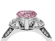 Heart-Shaped Hidden Halo Three Stone Engagement Ring Setting for a Fancy Pink Lab-Grown Diamond | Platinum