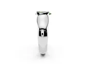 Pear-Shaped Half Bezel Engagement Ring Setting for a Fancy Green Lab-Grown Diamond | Wide Band | Sterling Silver