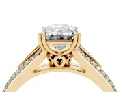 Emerald Cut Pave Split Shank Engagement Ring Setting | Double Claw Prongs | Yellow Gold