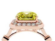 Asscher Cut Halo Engagement Ring Setting for a Fancy Yellow Lab-Grown Diamond | Bezel Station Shoulders | Rose Gold