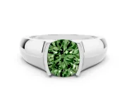 Round Half Bezel Engagement Ring Setting for a Fancy Green Lab-Grown Diamond | Wide Band | Platinum