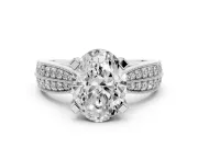 Oval Milgrain Solitaire Engagement Ring Setting | Graduated Double Row Pave | Platinum