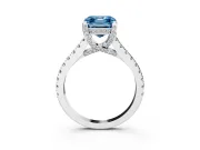 Asscher Cut Hidden Halo Pave Engagement Ring Setting for a Fancy Blue Lab-Grown Diamond | Claw Prongs | Sterling Silver