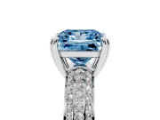 Princess Cut Three Row Pave Engagement Ring Setting for a Fancy Blue Lab-Grown Diamond | White Gold