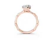 Heart Cut Diamond Solitaire Ring Set in Rose gold with Bamboo Band and Prong Setting
