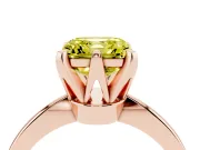Fancy Yellow Asscher Cut Diamond Solitaire Engagement Ring Set in Rose gold with Slim Tapered Solitaire Band