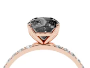 Cushion Cut Pavé Solitaire Engagement Ring Setting for a Black Center | Slim Band | Rose Gold