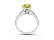 Asscher Cut Split Shank Engagement Ring Setting for a Fancy Yellow Lab-Grown Diamond | Pave Band | Sterling Silver