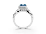 Asscher Cut Leaf Bypass Engagement Ring Setting for a Fancy Blue Lab-Grown Diamond | Sterling Silver