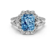 Radiant Cut Halo Engagement Ring Setting for a Fancy Blue Lab-Grown Diamond | Sterling Silver - Design NV-24738
