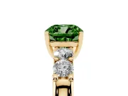 Fancy Green Cushion Cut Diamond Five-Stone Prong Set Engagement Ring Set in Yellow gold with Channel Band