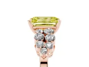 Emerald Cut Side Stone Engagement Ring Setting for a Fancy Yellow Lab-Grown Diamond | Shoulder Clusters | Rose Gold