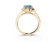 Heart-Shaped Petal Tip Halo Engagement Ring Setting for a Fancy Blue Lab-Grown Diamond | Pavé Band | Yellow Gold