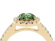 Oval Halo Engagement Ring Setting for a Fancy Green Lab-Grown Diamond | Single Row Pavé Band | Yellow Gold