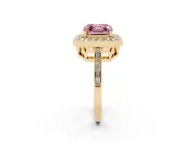 Asscher Cut Halo Engagement Ring Setting for a Fancy Pink Lab-Grown Diamond | Polished Halo Rim | Yellow Gold