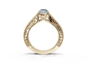 Marquise Vintage Engraved Pavé Engagement Ring Setting for a Fancy Blue Lab-Grown Diamond | Milgrain Edges | Yellow Gold