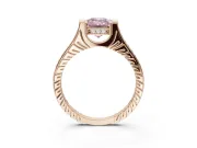 Emerald Cut Vintage Cathedral Engagement Ring Setting for a Fancy Pink Lab-Grown Diamond | Carved Band | Rose Gold