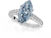 Marquise Pavé Solitaire Engagement Ring Setting for a Fancy Blue Lab-Grown Diamond | Crossover Gallery | Platinum