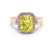 Radiant Cut Halo Engagement Ring Setting for a Fancy Yellow Lab-Grown Diamond | Pavé Panel Shoulders | Rose Gold