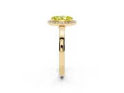 Fancy Yellow Oval Cut Diamond Halo Ring Set in Yellow gold with Solitaire Band and Prong Setting