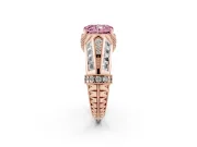 Radiant Cut Vintage Milgrain Engagement Ring Setting for a Fancy Pink Lab-Grown Diamond | Hidden Halo | Rose Gold