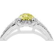 Pear-Shaped Halo Engagement Ring Setting for a Fancy Yellow Lab-Grown Diamond | Two-Row Pave Split Shank | White Gold