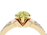 Marquise Half Bezel Engagement Ring Setting for a Fancy Yellow Lab-Grown Diamond | Double Row Channel Band | Yellow Gold
