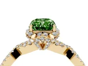 Radiant Cut Halo Engagement Ring Setting for a Fancy Green Lab-Grown Diamond | Yellow Gold - Design NV-24725