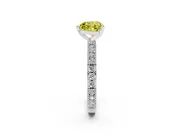 Fancy Yellow Heart Cut Diamond Solitaire Ring Set in Silver with Slim Pavé Band and Prong Setting