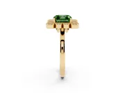 Asscher Cut Milgrain Cluster Halo Engagement Ring Setting for a Fancy Green Lab-Grown Diamond | Plain Band | Yellow Gold